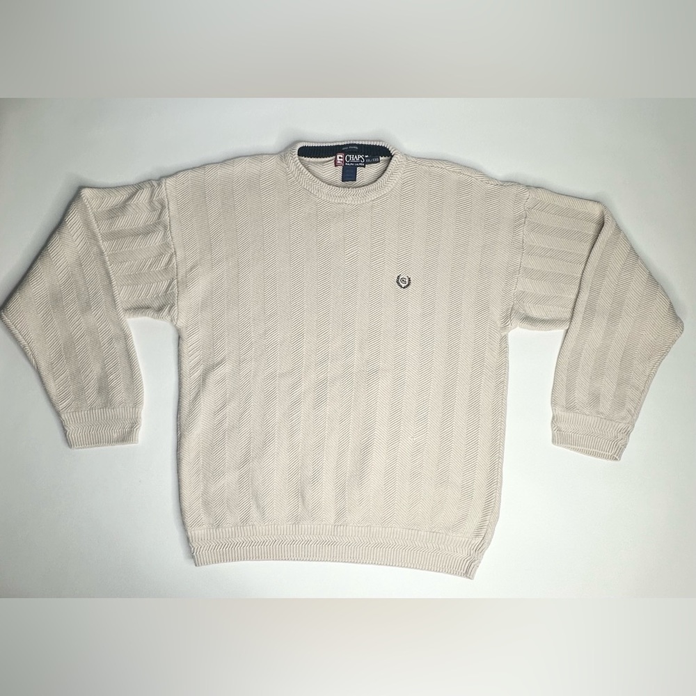 Vintage Chaps Ralph Lauren Hand Framed Cream Crewneck Sweater Men's 2XL